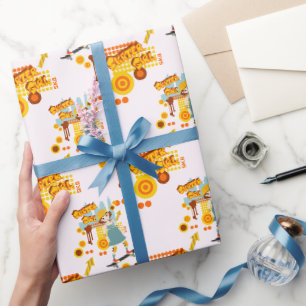 Skater Park Leuk Meisje Verjaardagsfeest Cadeaupapier