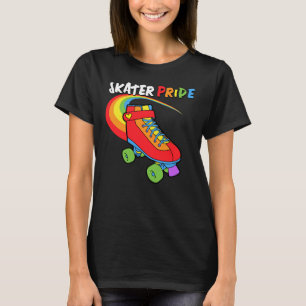 Skater Rainbow Cartoon Roller Schaats Pride T-shir T-shirt