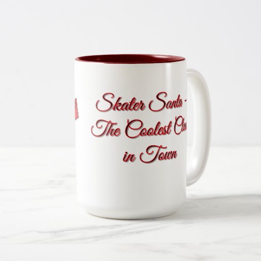 Skater Santa – The Coolest Claus in Town Tweekleurige Koffiemok (Voorkant rechts)