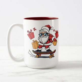 Skater Santa – The Coolest Claus in Town Tweekleurige Koffiemok