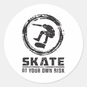 Skater Schaats Skateboard Skateboarden Funny Gift Ronde Sticker