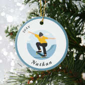 Skater Skateboarding Boy Custom Kind Naam & Jaar Keramisch Ornament