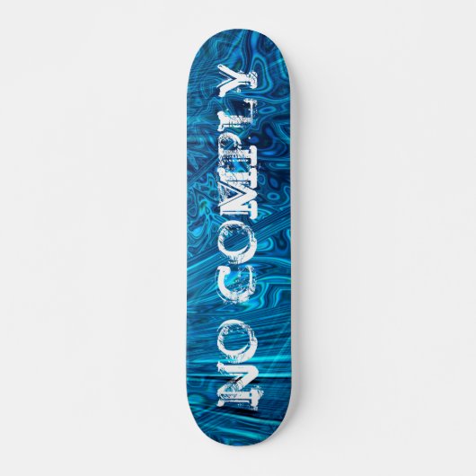 Skater Trick No Compliing on Blue Abalone Fractal Skateboard (Voorkant)
