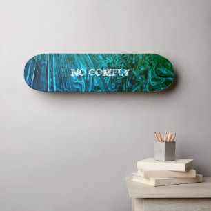 Skater Trick No Comply Blue Green Paua Fractal Skateboard
