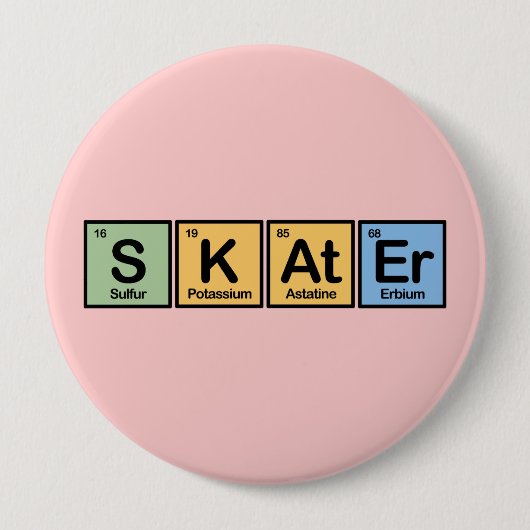 Skater van Elementen Ronde Button 4,0 Cm (Voorkant)