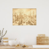 Skaters d'hiver - Hans Bol Fine Art Poster (Cuisine)