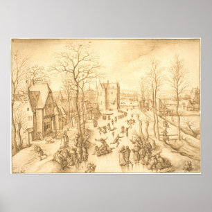 Skaters d'hiver - Hans Bol Fine Art Poster