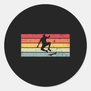 Skaters die plezier hebben Retro zonsondergang Ska Ronde Sticker
