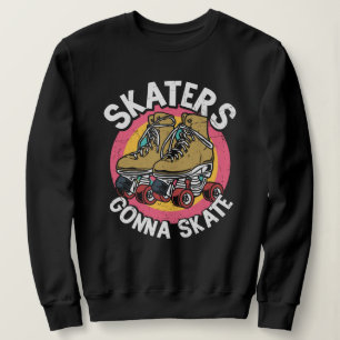 Skaters gaan schaatsen met schaatsen retro trui