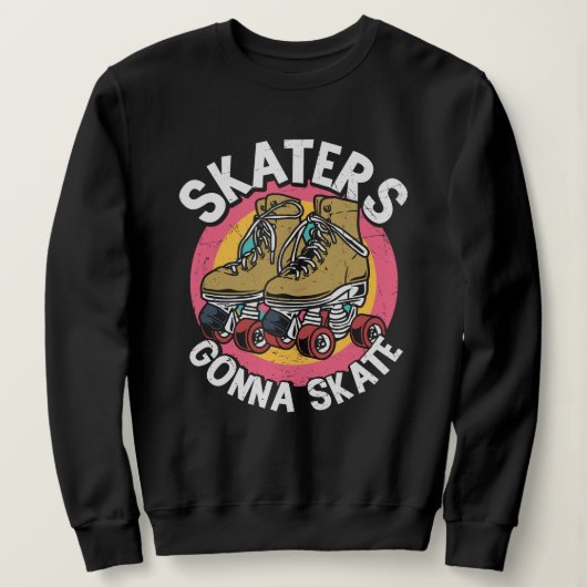 Skaters gaan schaatsen met schaatsen  retro trui (Design voorkant)