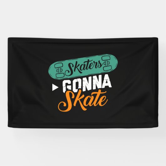 Skaters Gonna Schaats-Cute Roller Derby Roller Ska Spandoek (Horizontaal)