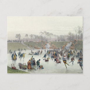 Skaters op het Bois de Boulogne-meer Briefkaart