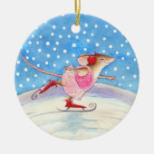 Skating Mouse Kerst of Winter ornament (Voorkant)