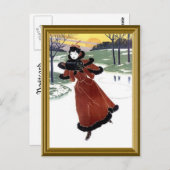 Skating op de bevroren rivier briefkaart (Voorkant / Achterkant)