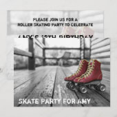 Skating Party, Roller schaats, Photo Invitation Kaart (Voorkant / Achterkant)