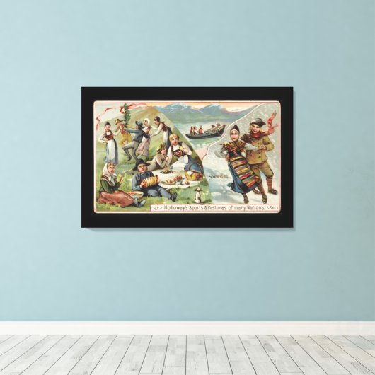 Skating, Picnic, Rowing Boat, Skating Fjord Zweden Canvas Afdruk (Insitu (Houten vloer))