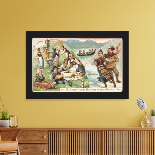 Skating, Picnic, Rowing Boat, Skating Fjord Zweden Canvas Afdruk (Insitu (Woonkamer))