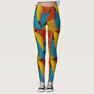 SKAYMARTS   Leggings Blue Yellow African Prints