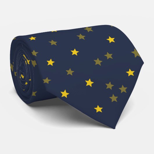 Skaymarts Navy Blue Golden Star Stropdas (Opgerold)