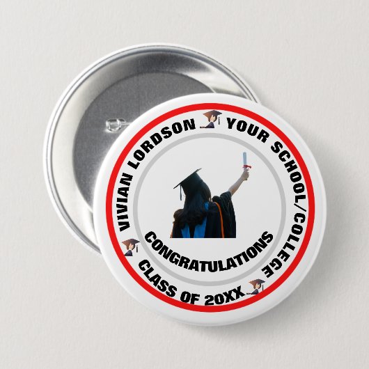 Skaymarts | Ring Circle Afstuderen Celebration Ronde Button 7,6 Cm (Voorkant /achterkant)