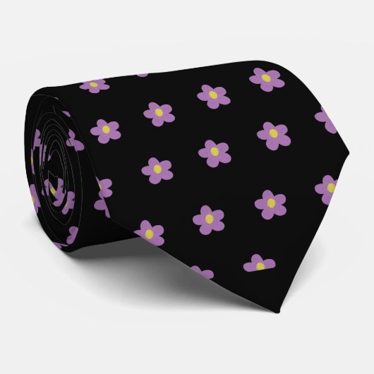 Skaymarts Rose couleur noire Floral Design Cravate (Roulé)