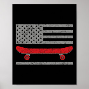 Skeeleren Skateboard Amerikaanse Vlag Skateboarder Poster