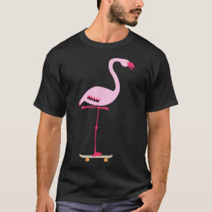 Skeelerende Roze Flamingo Cool Grappig Grafisch T-shirt