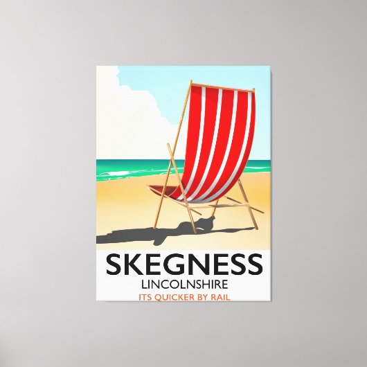 Skegness Lincolnshire strand poster Canvas Afdruk (Voorkant)