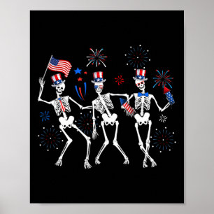 Skelet 4 juli Amerikaanse vlag Skellies Poster