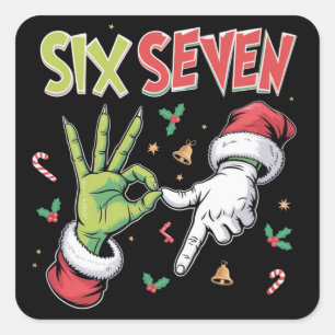Skelet 6 7 Kerstmis Zes Zeven Meme Kerstmis Vierkante Sticker