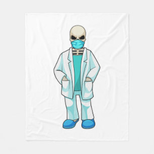 Skelet als Doctor met gezichtsmasker Fleece Deken