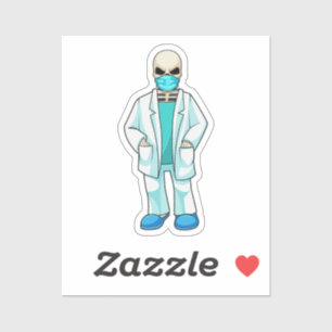 Skelet als Doctor met gezichtsmasker Sticker