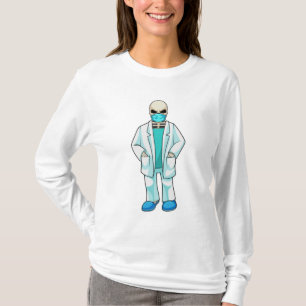 Skelet als Doctor met gezichtsmasker T-shirt