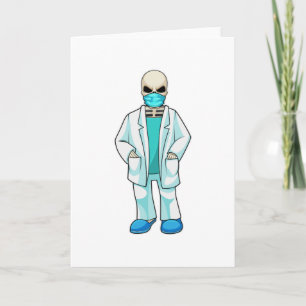 Skelet als dokter met mondkapje kaart