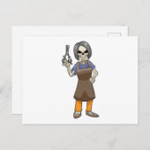 Skelet als kapper met schaar briefkaart (Voorkant / Achterkant)