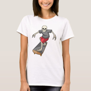 Skelet als Skater met skateboard T-shirt
