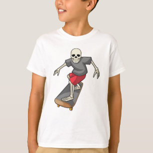 Skelet als Skater met skateboard T-shirt