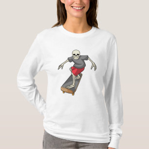 Skelet als Skater met skateboard T-shirt