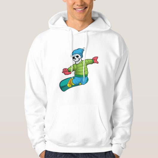 Skelet als Snowboarder met Snowboard Hoodie (Voorkant)