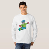 Skelet als Snowboarder met Snowboard T-shirt (Voorkant volledig)