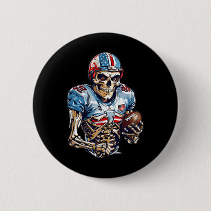 Skelet Amerikaanse Football Speler Halloween Graph Ronde Button 5,7 Cm