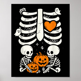 Skelet Baby Tweelingen Halloween Zwangerschapsaank Poster