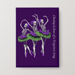Skelet Ballerina Knop Paars Groen Artistiek Button
