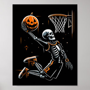 Skelet Basketbalspeler Mannen Jongens Y Voor Hallo Poster