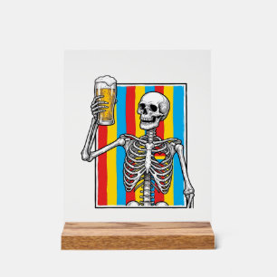 Skelet Bier Regenboog Vintage Gravure Shirt_1 Acryl Bord