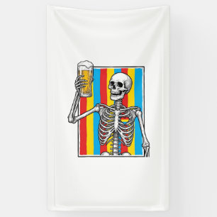 Skelet Bier Regenboog Vintage Gravure Shirt_1 Spandoek