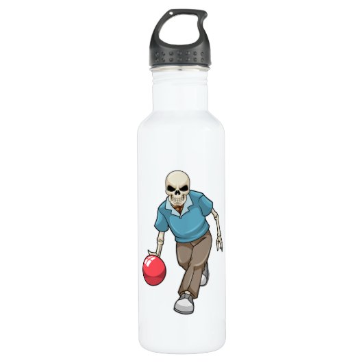 Skelet bij Bowling met Bowling-bal Waterfles (Voorkant)