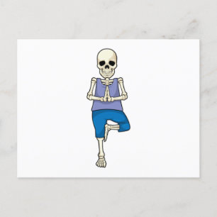 Skelet bij yogastrekoefening briefkaart