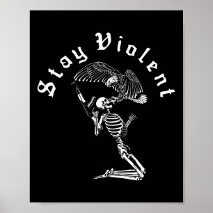 Skelet Blijf Gewelddadig Vintage 90s Halloween Gri Poster