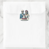 Skelet Bruid En bruidegom Trouwdag van dode Kunst Ronde Sticker (Tas)